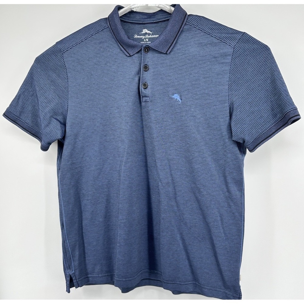 Tommy Bahama Short Sleeve Polo Shirt Blue Men's Size Large